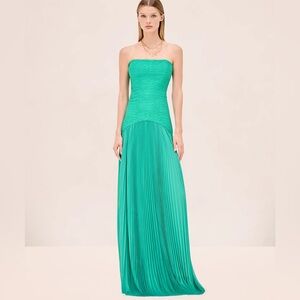 Alexis NWOT Sunniva Strapless Pleated Gown - EMERALD
